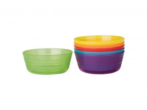 Posate, bicchieri, piatti o ciotole di plastica