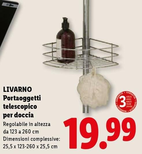 Portaoggetti telescopico per doccia