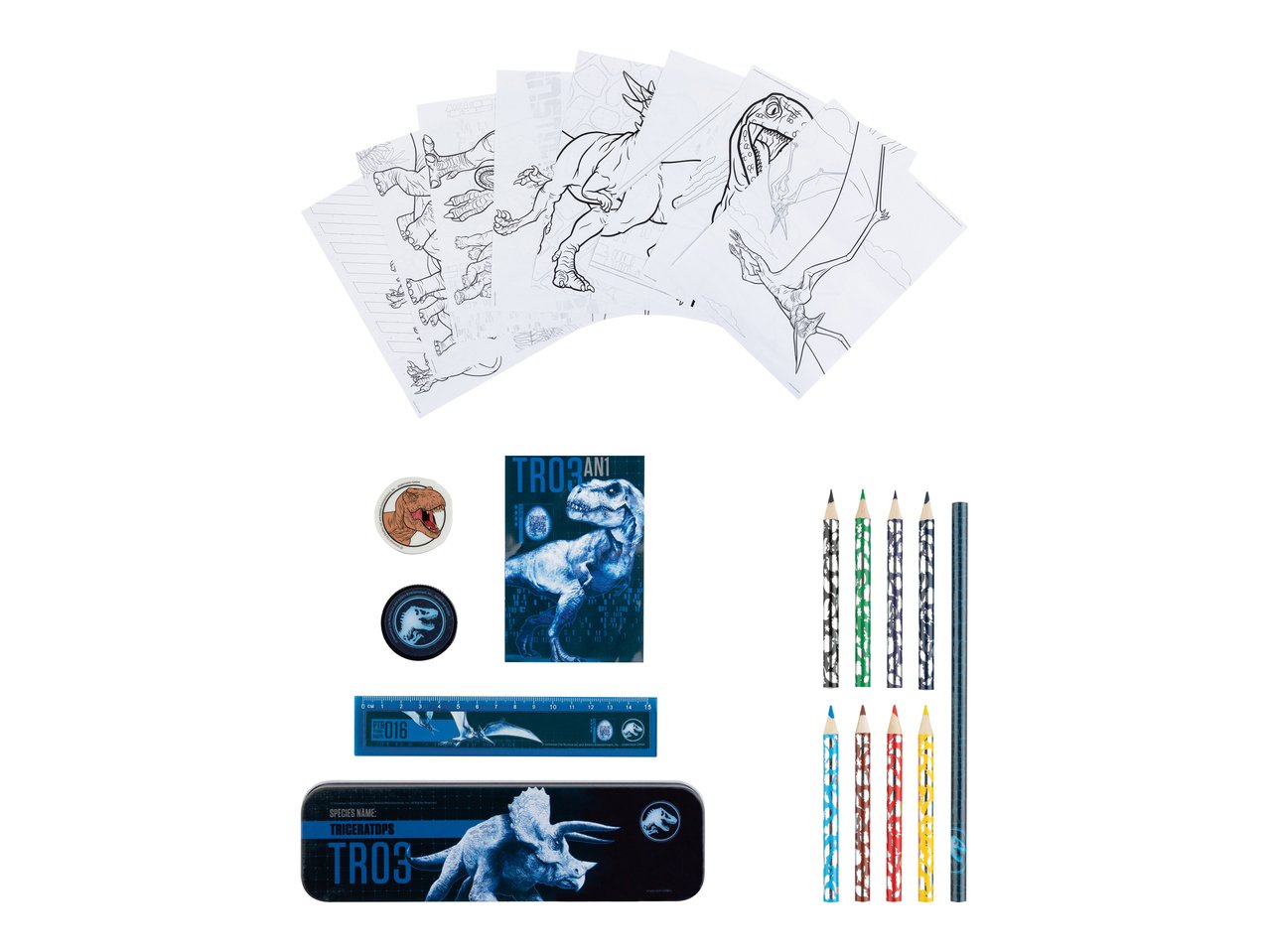 Astuccio con accessori e disegni da colorare "Frozen, Minions, Spiderman, Jurassic World"