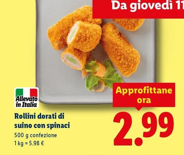 Rollini Dorati Di Suino Con Spinaci
