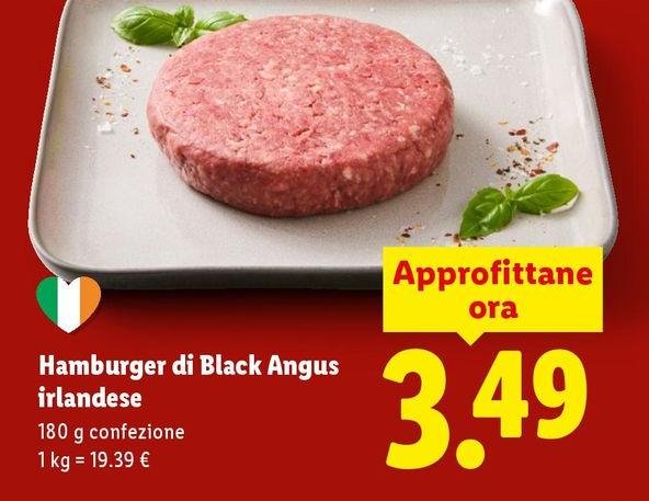 Hamburger Di Black Angus Irlandese