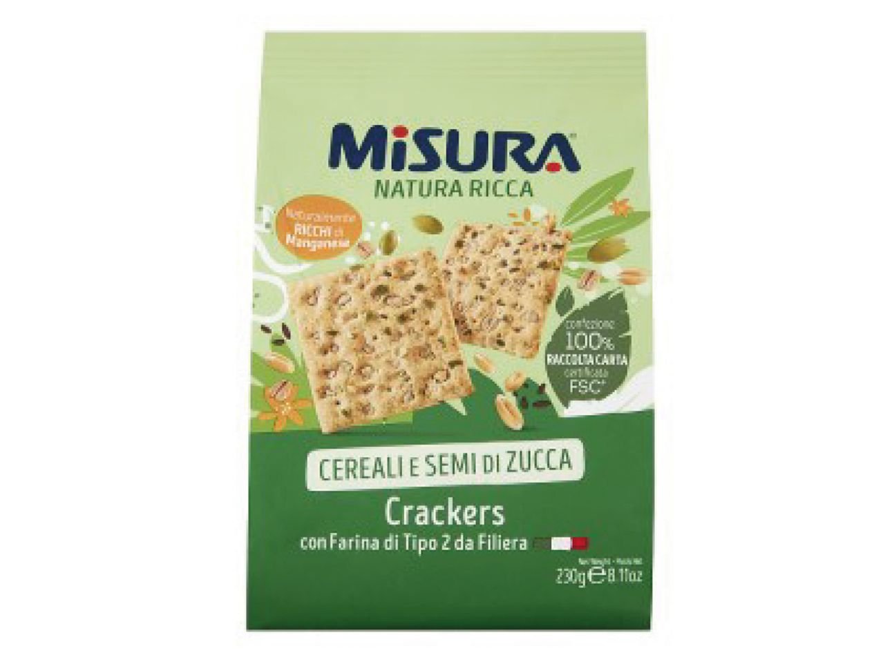 Cracker Natura Ricca semi di zucca e fiocchi d'avena