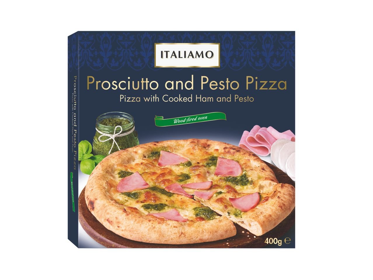 Pizza prosciutto cotto e pesto