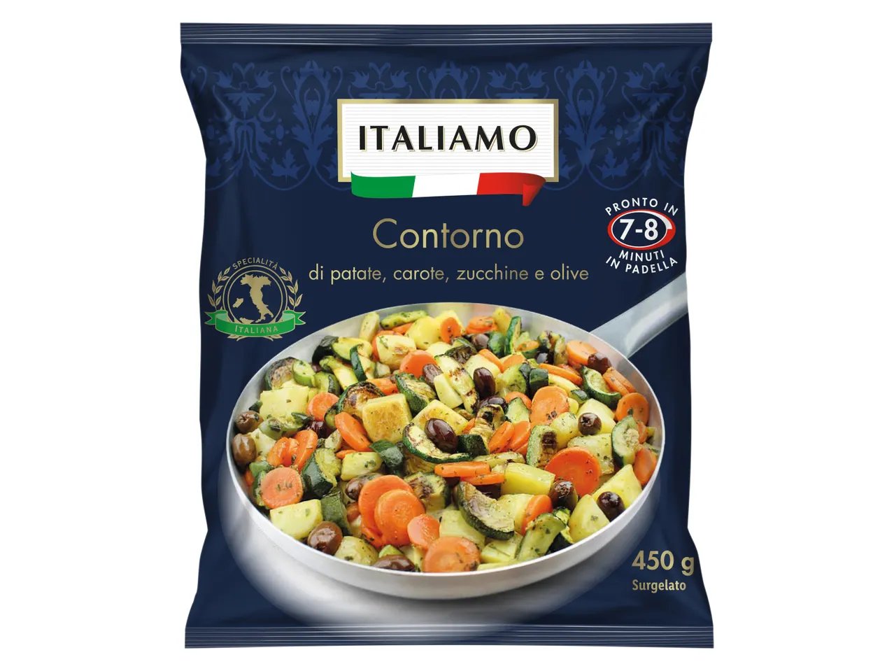 Contorno di patate, carote, zucchine e olive
