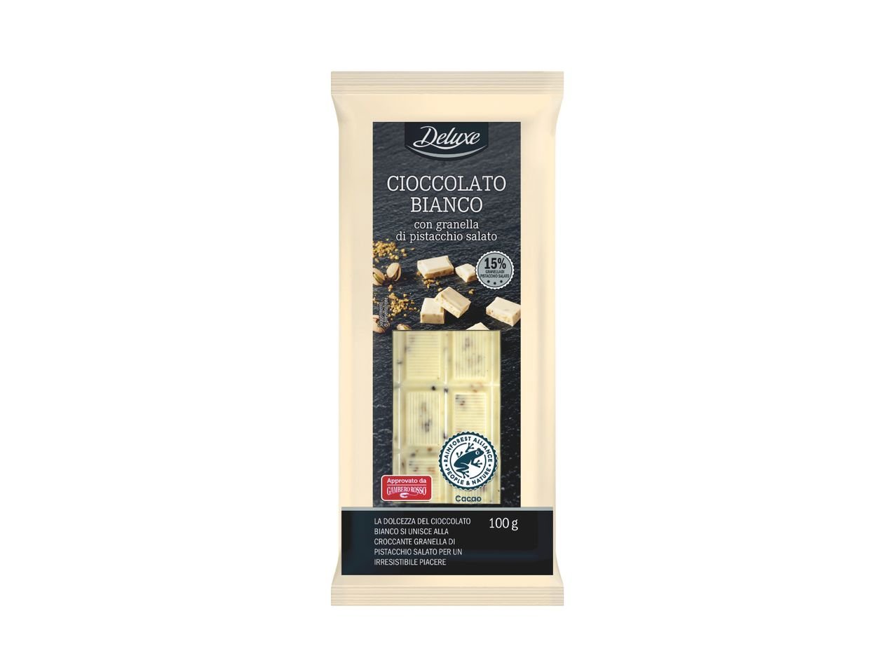 Tavoletta di cioccolato con granella di pistacchio salato