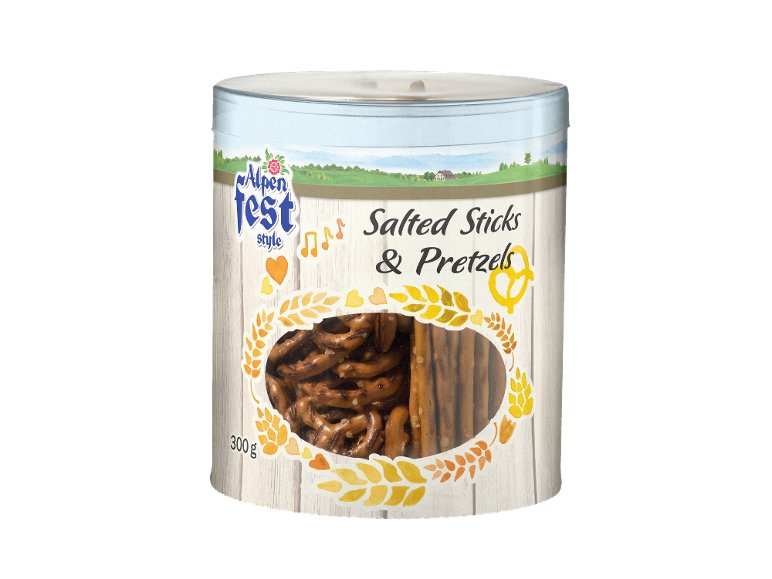 Mix di bastoncini e brezel salati