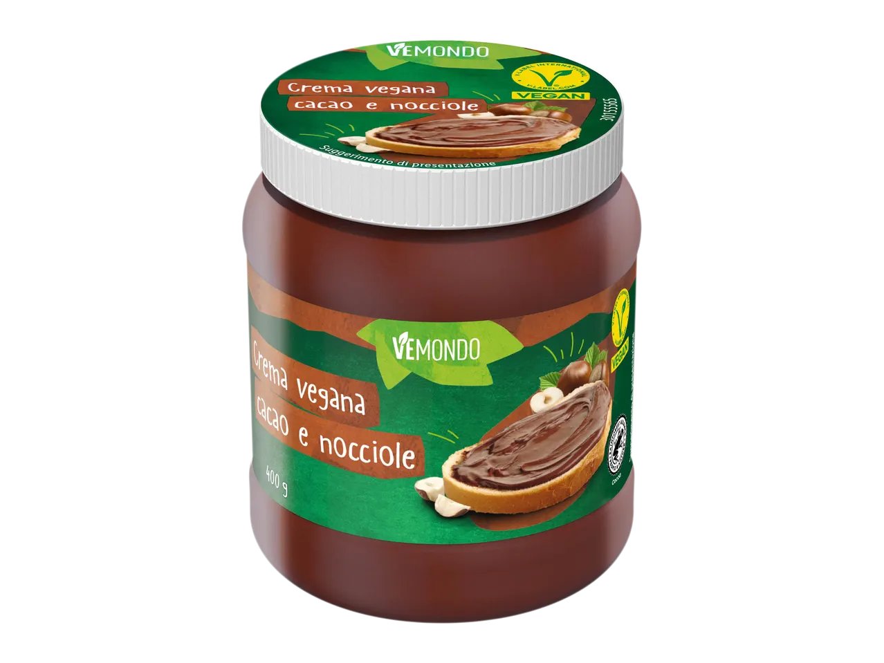 Crema spalmabile vegana al cacao e nocciole
