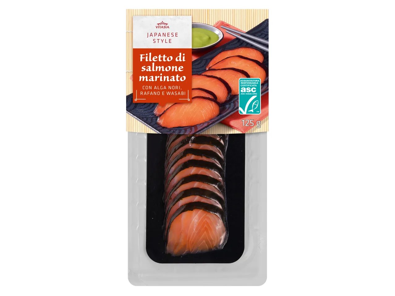 Filetto di salmone marinato con alga nori
