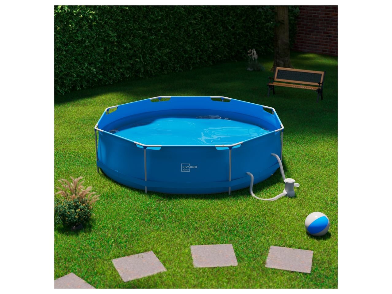 Piscina con struttura in metallo con pompa a filtro inclusa