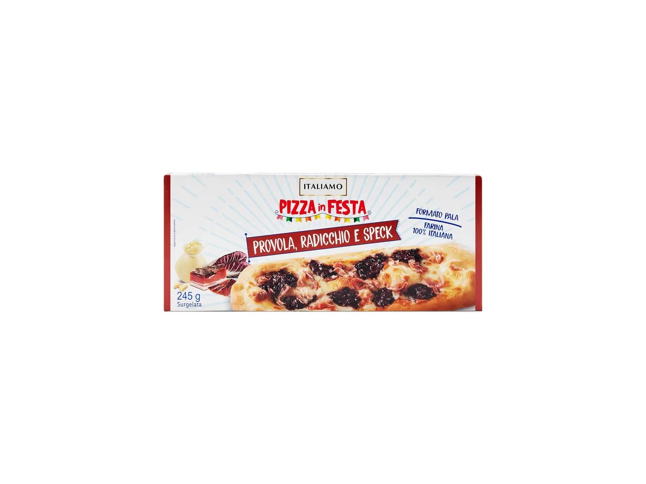 Pizza pala con provola, radicchio e speck