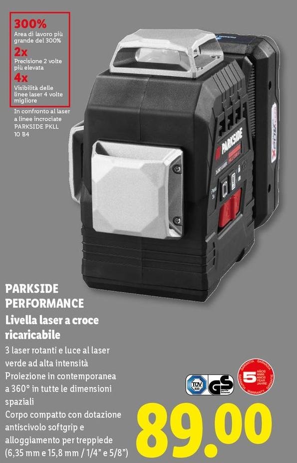 Parkside Performance - Livella Laser A Croce Ricaricabile