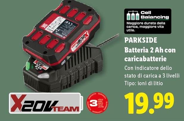 Parkside - Batteria 2 Ah Con Caricabatterie