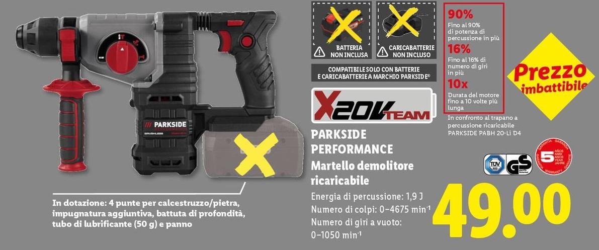 Parkside Performance - Martello Demolitore Ricaricabile