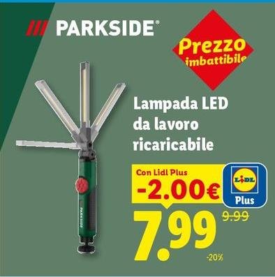 Parkside - Lampada Led Da Lavoro Ricaricabile