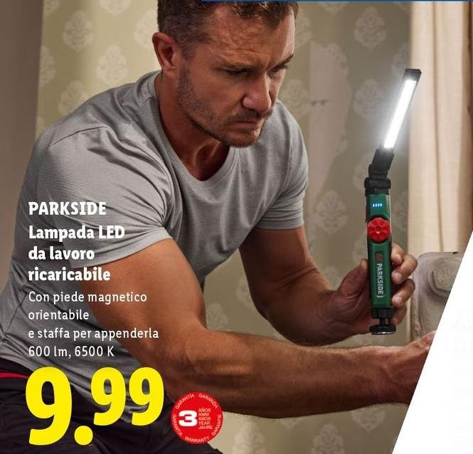 Parkside - Lampada Led Da Lavoro Ricaricabile