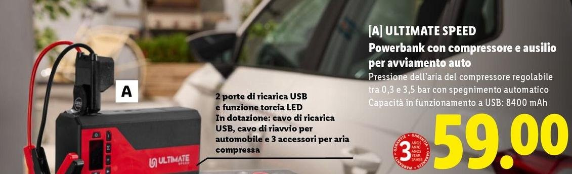 Ultimate Speed - Powerbank Con Compressore E Ausilio Per Avviamento Auto