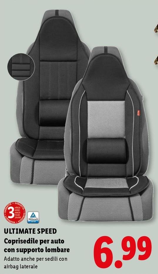 Ultimate Speed - Coprisedile Per Auto Con Supporto Lombare