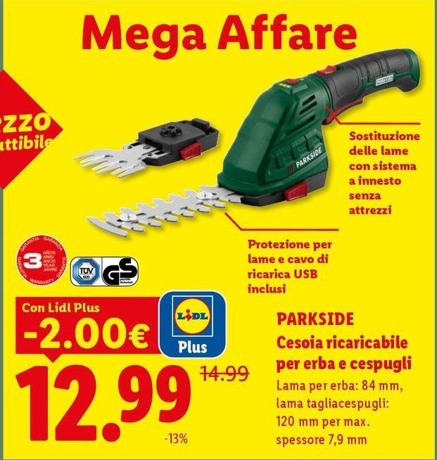 Parkside - Cesoia Ricaricabile Per Erba E Cespugli