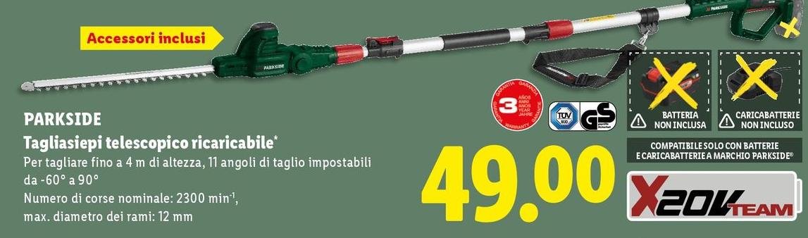 Parkside - Tagliasiepi Telescopico Ricaricabile
