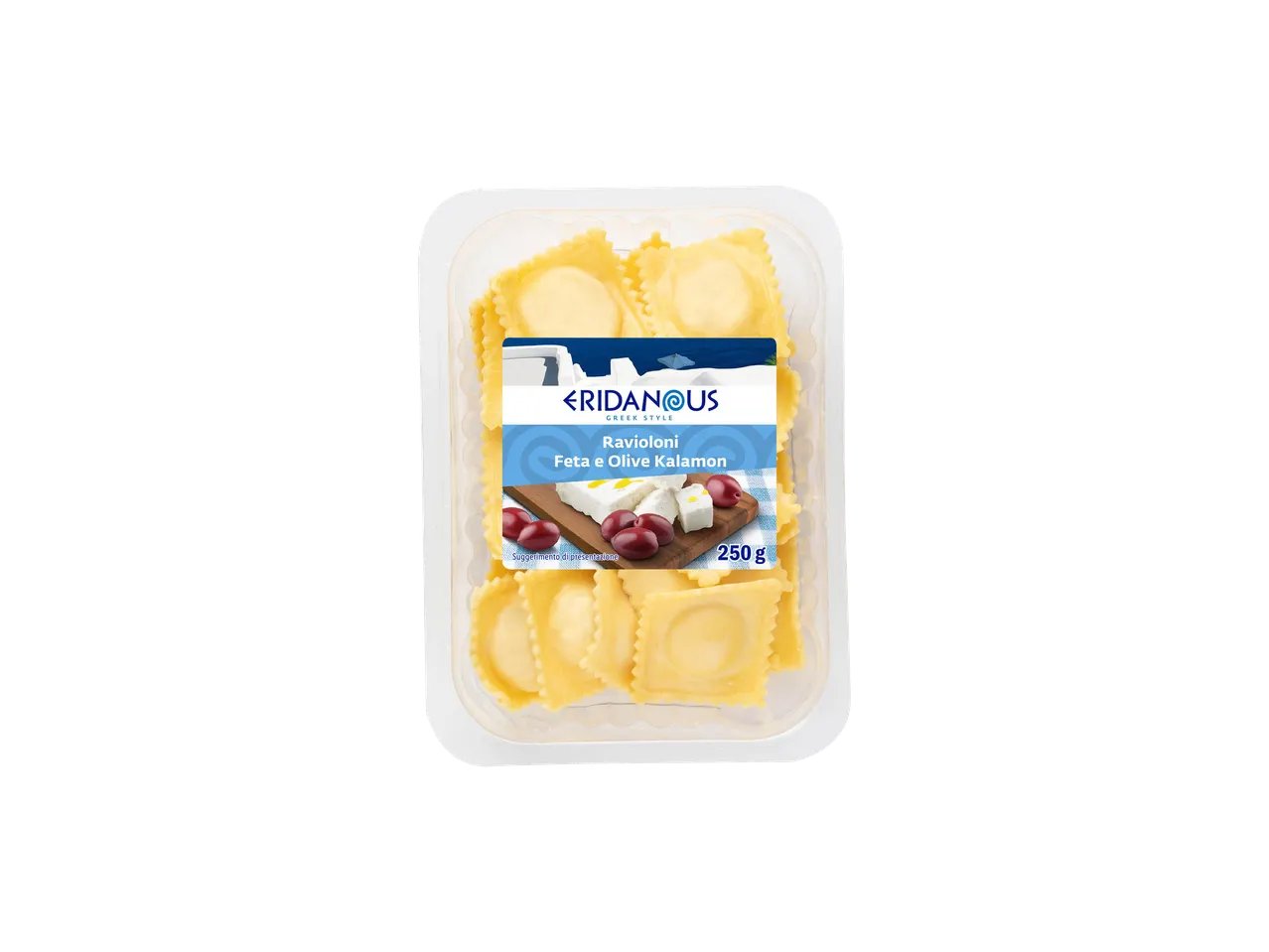 Ravioloni feta e olive kalamon