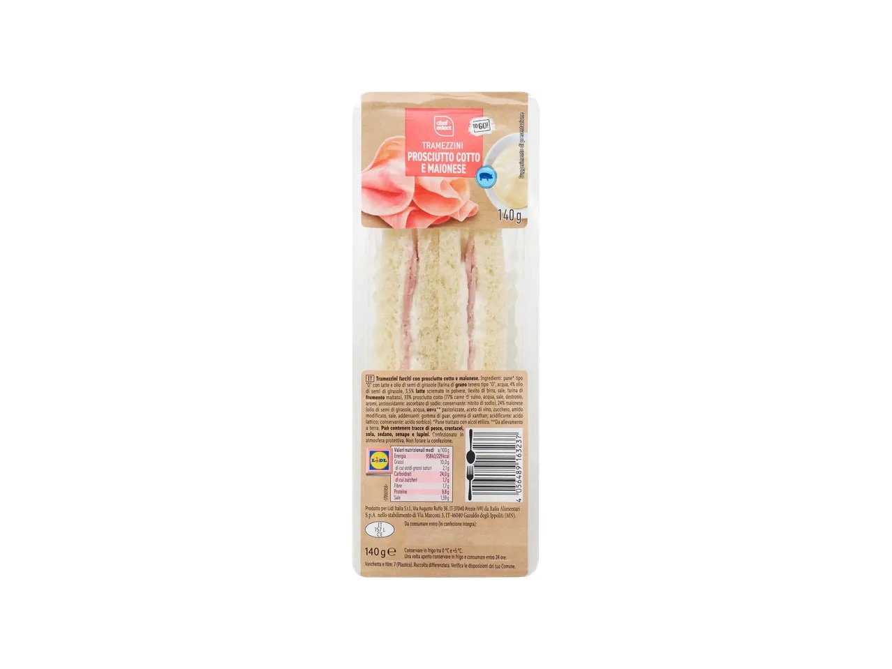 Tramezzini con prosciutto cotto e maionese