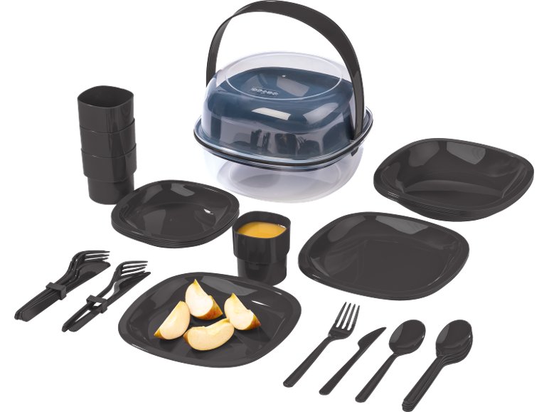 Set stoviglie da campeggio, 33 pezzi
