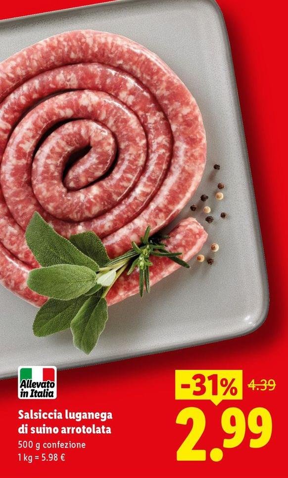 Salsiccia Luganega Di Suino Arrotolata
