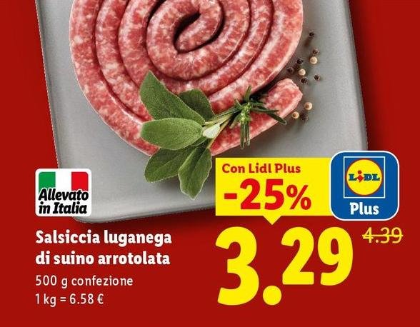Salsiccia Luganega Di Suino Arrotolata