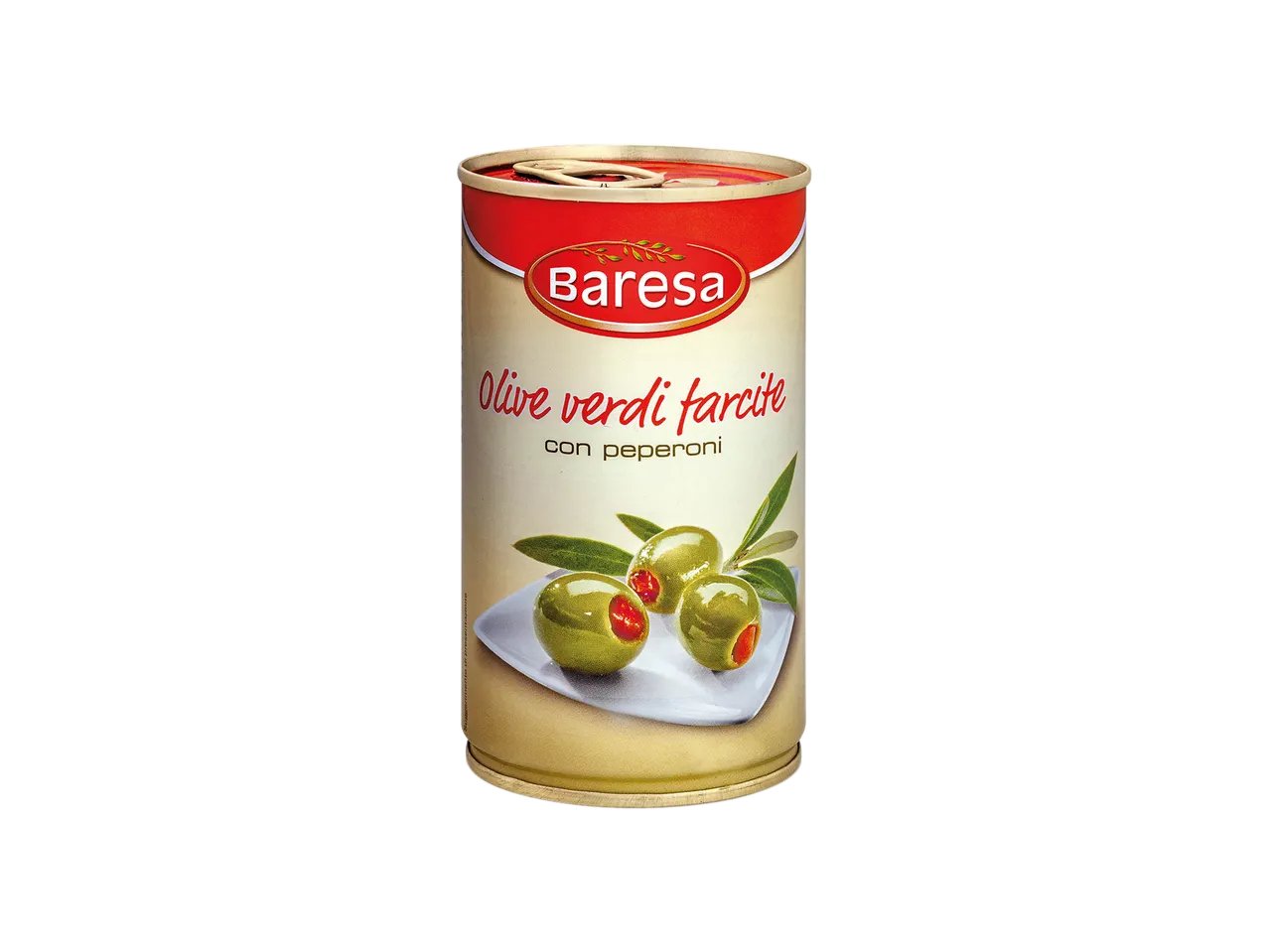 Olive verdi farcite con peperoni