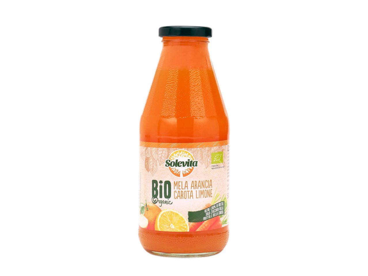 Bevanda biologica mela, arancia, carota e limone
