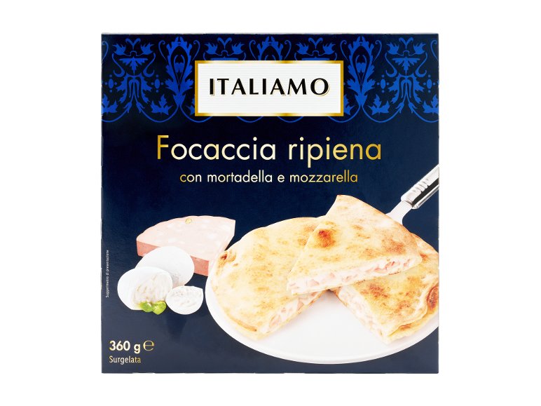 Focaccia ripiena con mortadella e mozzarella