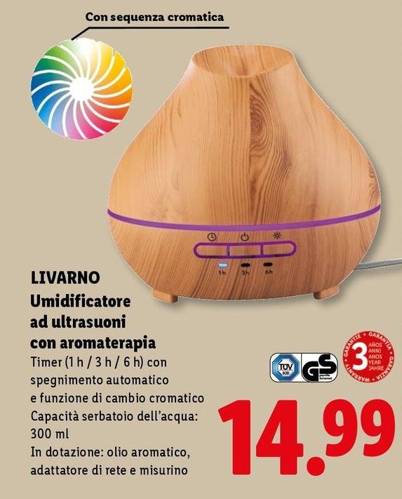 Livarno - Umidificatore Ad Ultrasuoni Con Aromaterapia