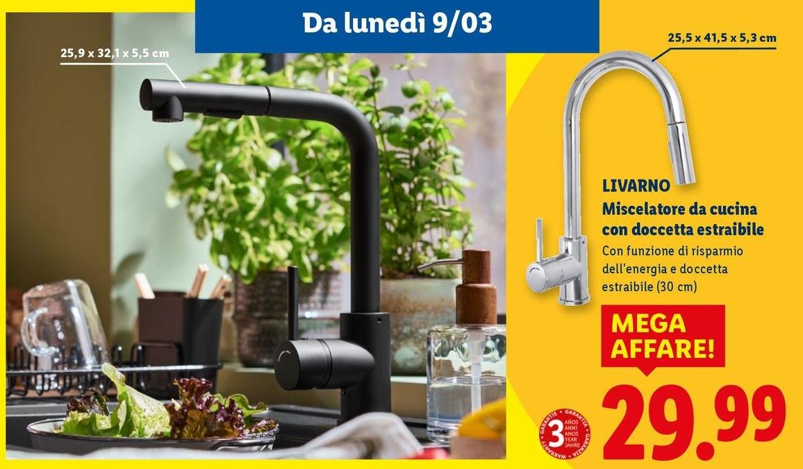 Livarno - Miscelatore Da Cucina Con Doccetta Estraibile