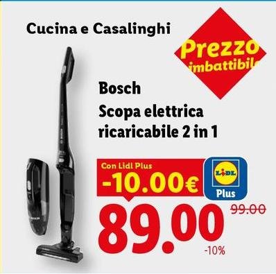 Bosch - Scopa Elettrica Ricaricabile 2 In 1