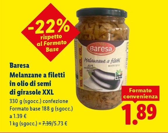 Baresa - Melanzane A Filetti In Olio Di Semi Di Girasole Xxl