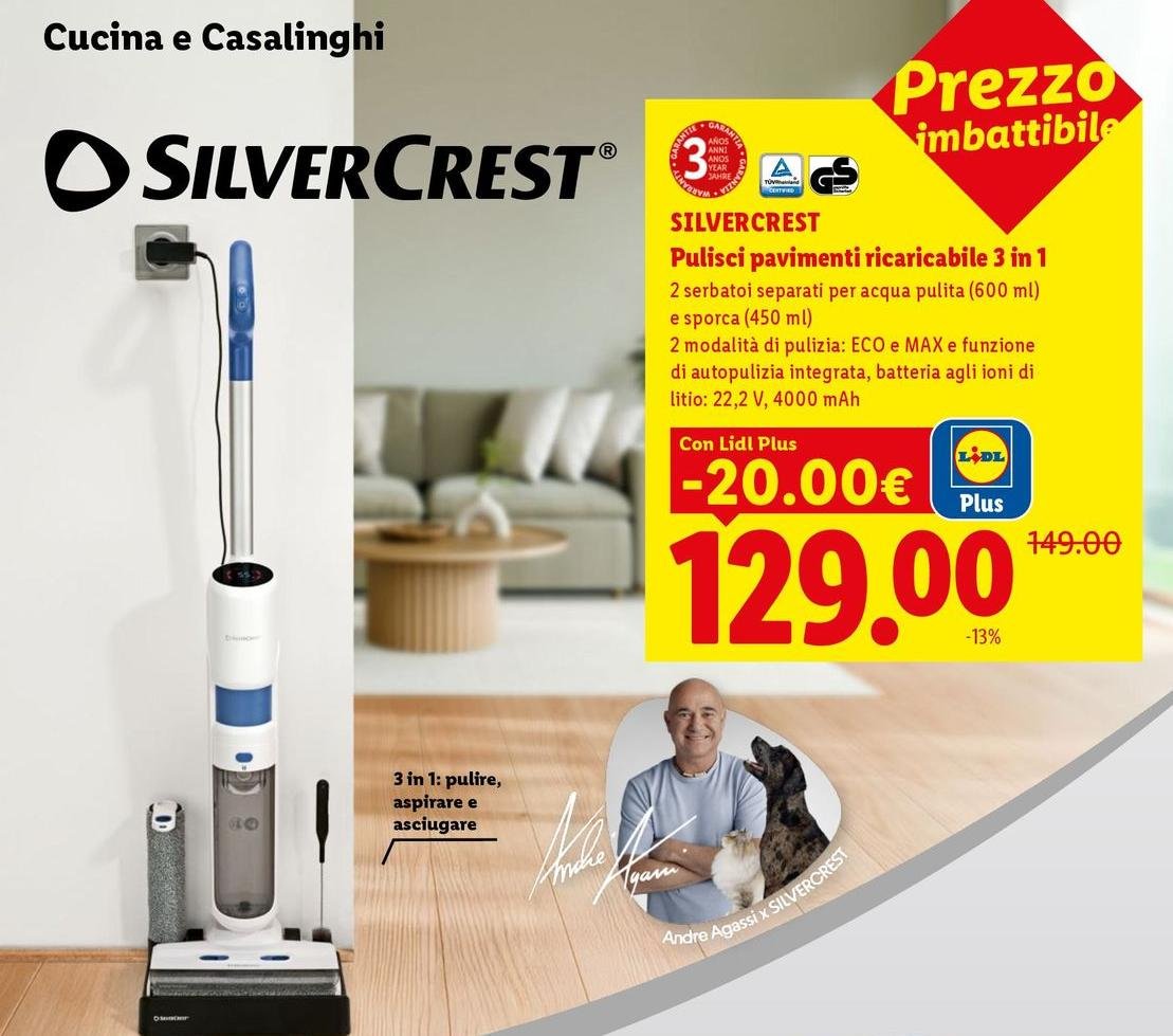 Silvercrest - Pulisci Pavimenti Ricaricabile 3 In 1