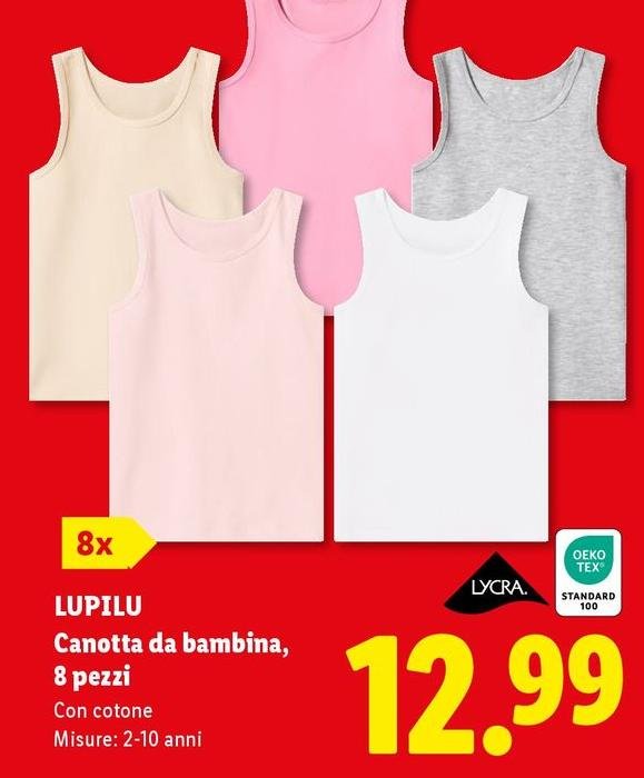 Lupilu - Canotta Da Bambina, 8 Pezzi
