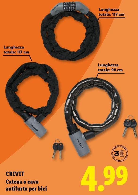 Crivit - Catena O Cavo Antifurto Per Bici