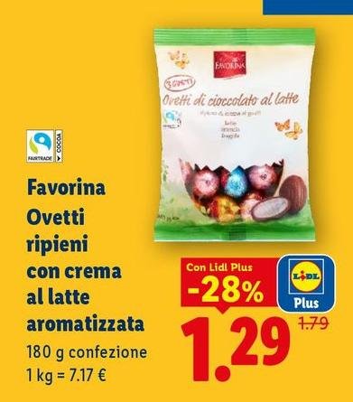 Fairtrade - Favorina Ovetti Ripieni Con Crema Al Latte Aromatizzata