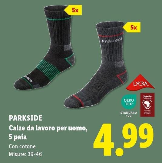 Parkside - Calze Da Lavoro Per Uomo, 5 Paia