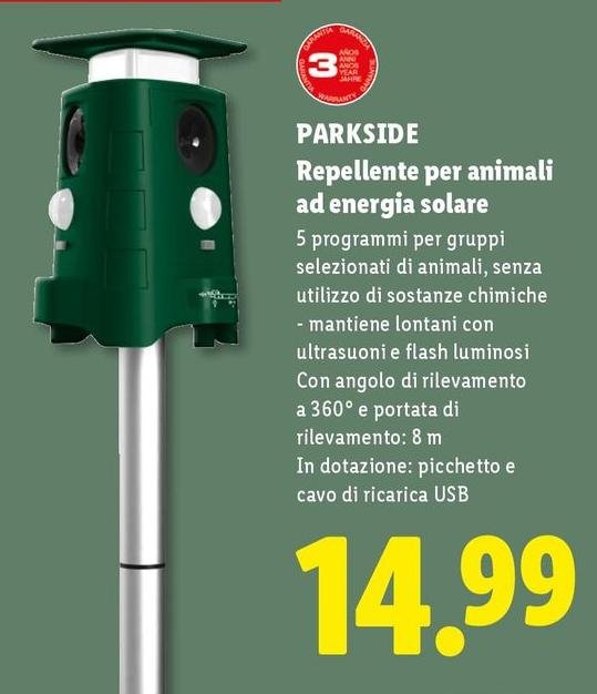 Parkside - Repellente Per Animali Ad Energía Solare