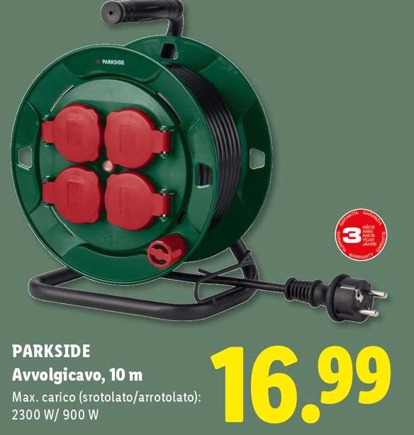 Parkside - Avvolgicavo, 10 M