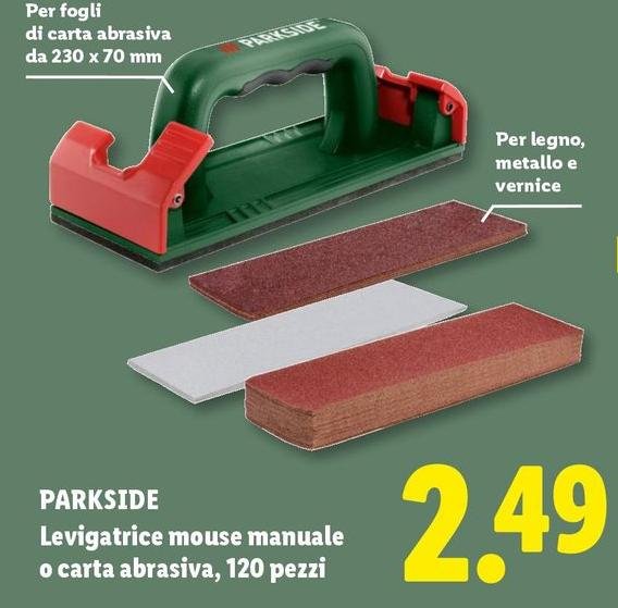 Parkside - Levigatrice Mouse Manuale O Carta Abrasiva, 120 Pezzi