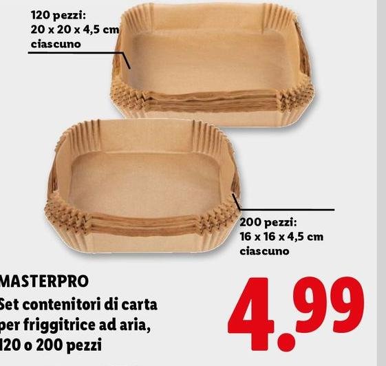 Masterpro - Set Contenitori Di Carta Per Friggitrice Ad Aria, 120 O 200 Pezzi