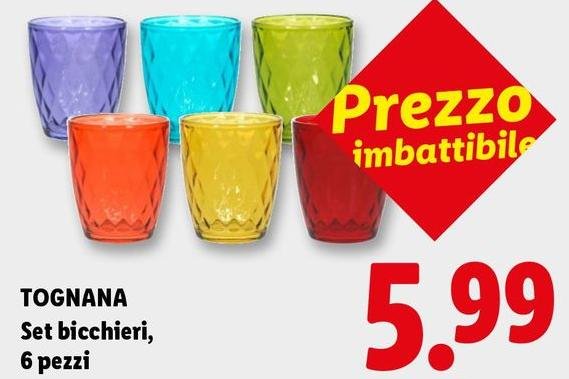 Tognana - Set Bicchieri, 6 Pezzi