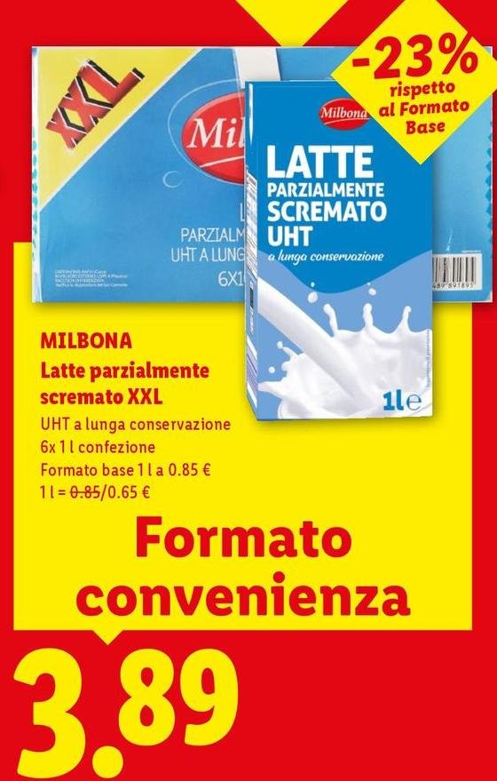 Milbona - Latte Parzialmente Scremato XXL