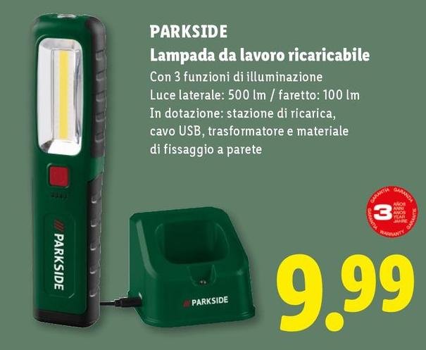 Parkside - Lampada Da Lavoro Ricaricabile