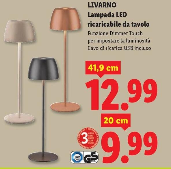 Gs - Lampada Led Ricaricabile Da Tavolo
