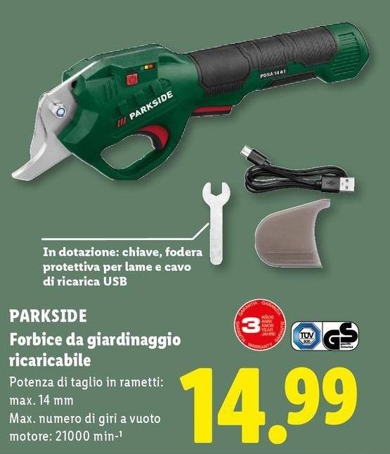Parkside - Forbice Da Giardinaggio Ricaricabile