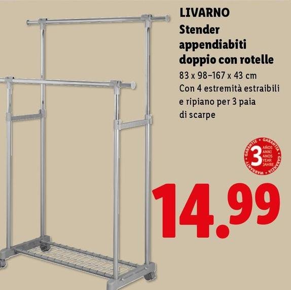 Livarno - Stender Appendiabiti Doppio Con Rotelle